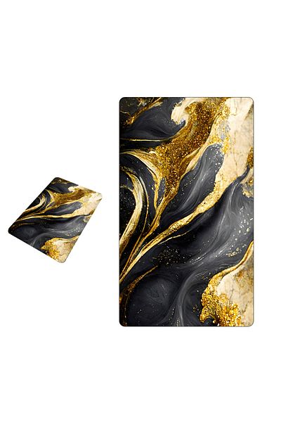 Teno Covor de Baie Universal Teno®, spuma de silicon si diatom, ultra-absorbant, 50 x 80 cm, auriu/negru