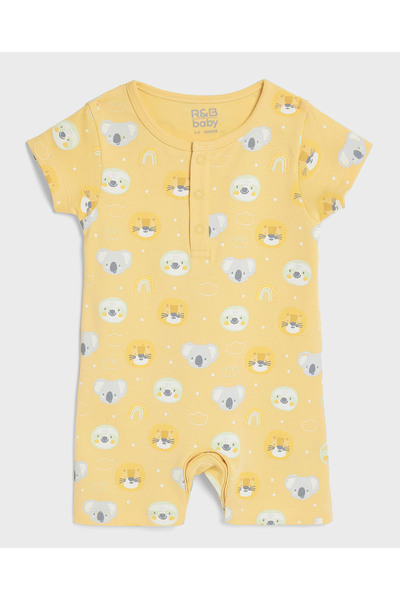 R&B 3 Pack Printed Rompers with Short Sleeves