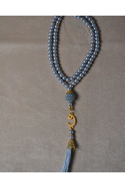 Bilenler سبحة لؤلؤ 99 قطعة من فافلي - سبحة خرز ملونة مع شرابة أنيقة 5 قطع رمادي