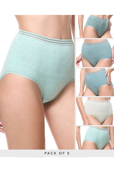 R&B Sage WoMen's's 5 Pack Printed Full Briefs