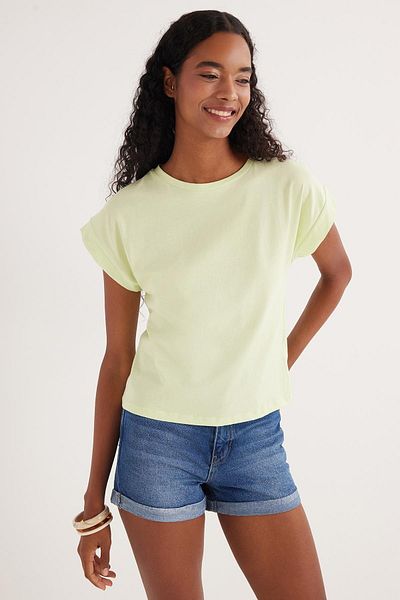 Tudors Women's Slim Fit Slim Fit 100% Cotton Short Sleeve Crew Neck Green T-Shirt