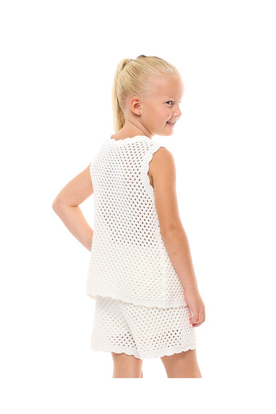 R&B Appliqued Openwork Top and Shorts Set