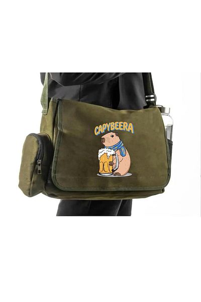 DEEFWEAR Khaki Capybeera Printed School, Course, Dershane Messenger Bag