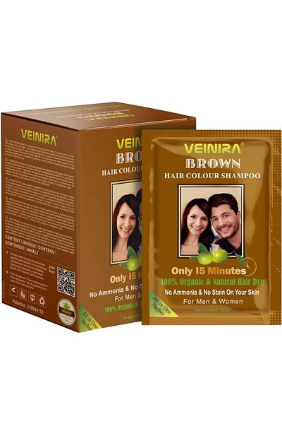 VEINIRA Șampon colorant, fără amoniac, Veinira, castan, instant, 10 x 25ml
