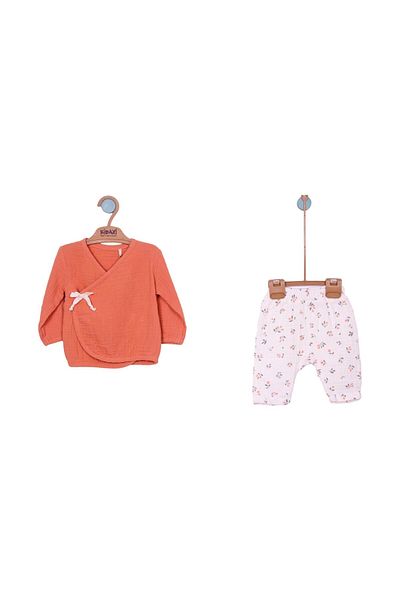 Kidaxi Kd43050 Baby Muslin Bodysuit Bottom Set Without Booties - 1-3 / 3-6 / 6-9 Months