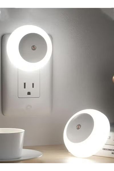 Taimi Pack of 2 Smart LED Night Light, Energy Saving, Round, White Light