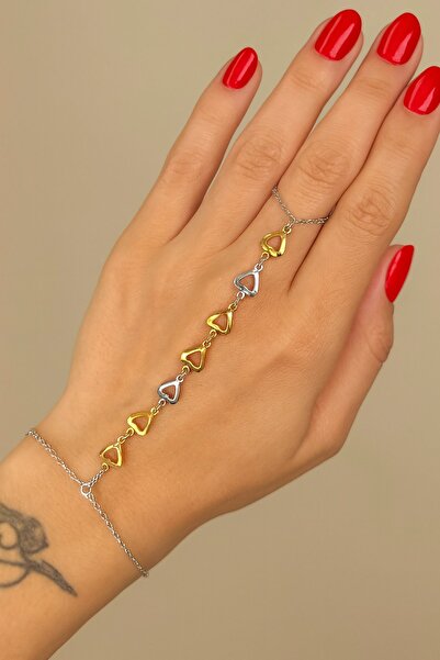 TAKIŞTIR شاحمران فولاذي على شكل قلب باللونين الذهبي والفضي