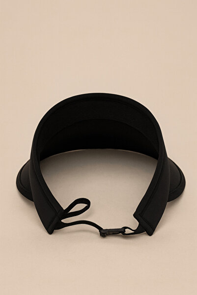 CosmoOutlet Women's Wide Visor Adjustable Sun Visor Model Black Hat