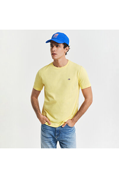 Gant Erkek Sarı Regular Fit Bisiklet Yaka T-Shirt