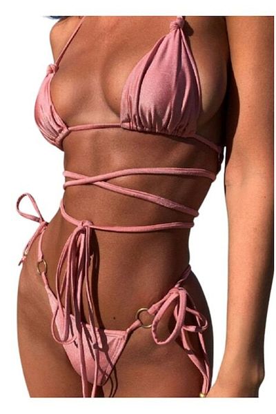 Mixbo Bathing Suit Mixbo, Two-Piece, with Long Tie, Nude, Size L