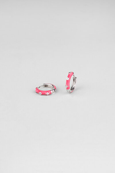 So CHIC... Kyoto Pembesi 18 Ayar Beyaz Altın Kaplama Gümüş Halka Küpe