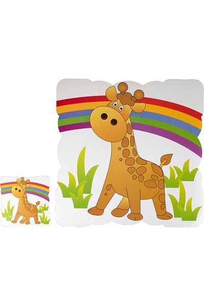 OEM Set suport farfurie si pahar, model girafa, 30 x 30 cm, maro