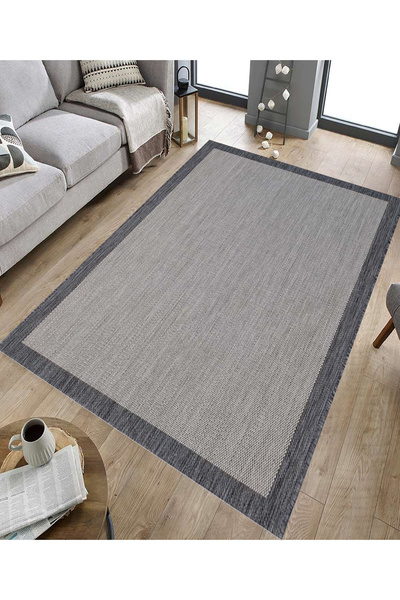 GNL HOME Gri Etnik Desenli Dijital Baskı Yıkanabilir Salon,Mutfak,Koridor,Bal...