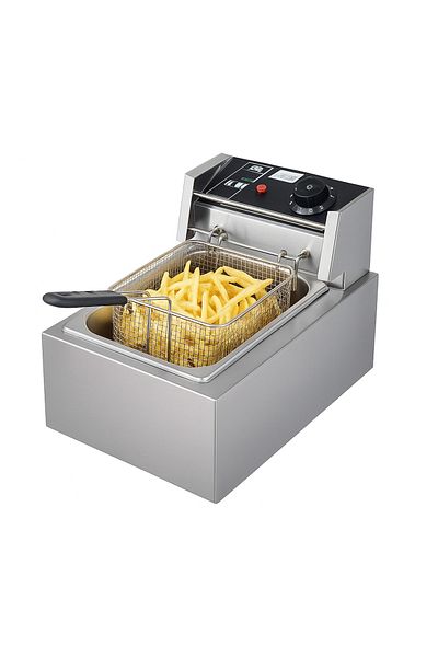 barste Friteuza Electrica Profesionala 6L, Inox, 2500W, Termostat Automat