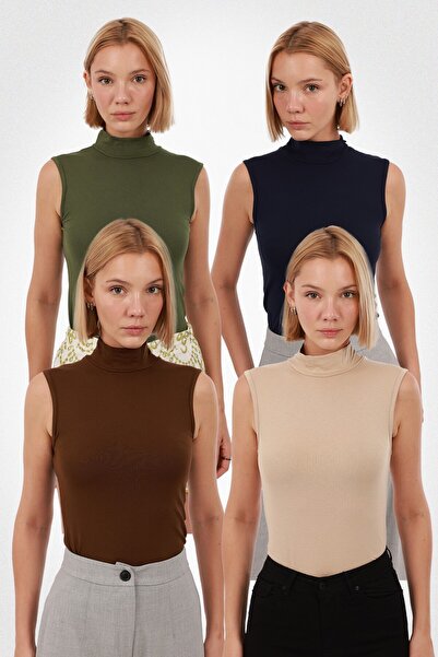 Yade Fashion Kadın Kolsuz Bluz 4’lü Set