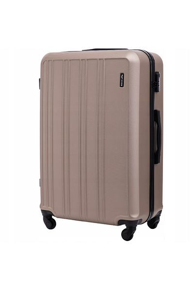 WINGS BRAND WINGS HARRIER XXL Gold Travel Suitcase, Durable ABS, 360° Wheels