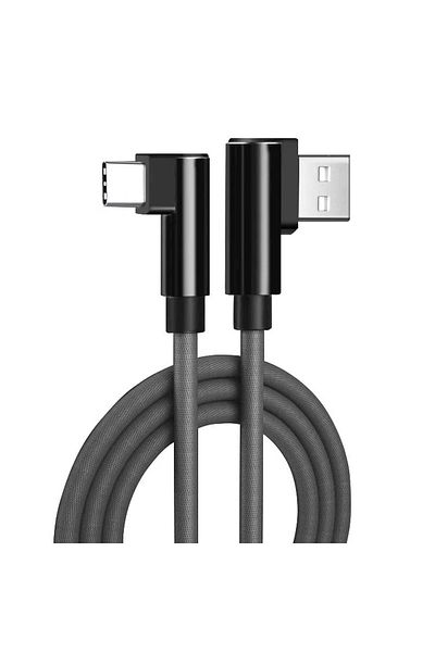 Timebox Cablu de date și încărcare rapidă, USB la Type-C, unghi de 90 de grade, 3 m, negru