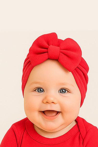 Sitilin Baby Double Layer Bowknot Bonnet 100% Cotton, Newborn and 0–12 Months Compatible Skin Friendly Stl7077