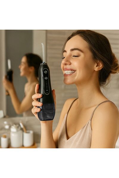 zola Oral irrigator, 5 modes, 8 heads, 800–1200 pulses/min, 360° tip, charging cable, case included