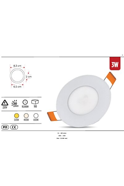 YCL ALP 1003 3W Yuvarlak Sıva Altı LED Panel – Beyaz Kasa-6500K Beyaz Işık