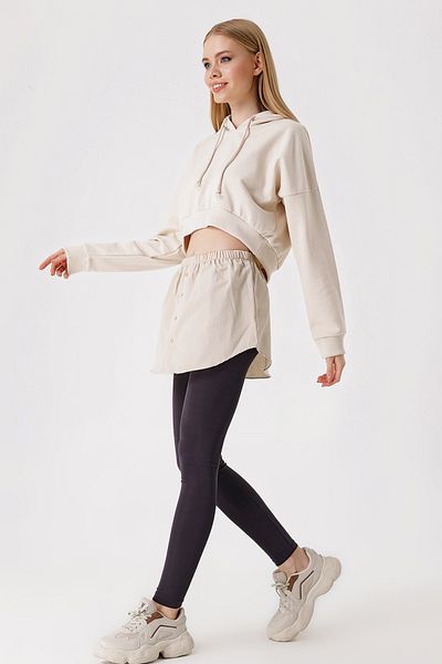 Merterium Women's Sweater Sweatshirt Six Shirt Skirt Cream 1058