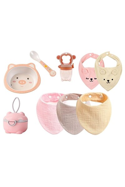 Mixbo Pachet Pentru Diversificare Bavete Textile, Suzeta pentru fructe, Recipient Lapte Praf, Set 2 Piese