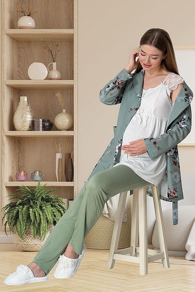 Mavelle Women's Lace Detailed Maternity Maternity Pajama Set 5804