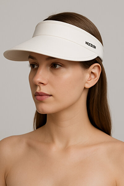 CosmoOutlet Women's Wide Visor Adjustable Sun Visor Model Cream Hat