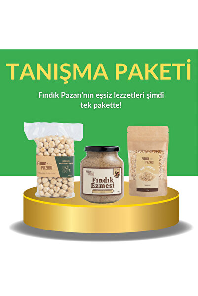 Fındık Pazarı Fındık Pazarı Tanışma Paketi 250 gr Kavrulmuş Fındık +100 gr Kıyılmış Fındık +320 gr Fındık Ezmesi