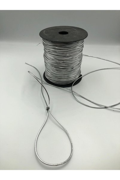 DUCK HOBY 5 Metre Lastikli Dekoratif Simli Monofil İplik, Bileklik İpi , Paket İpi, Simli Lastik, Simli