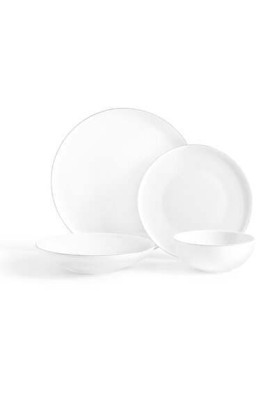 Madame Coco Mirage 6 Kişilik 24 Parça Yemek Takımı - Beyaz/Silver