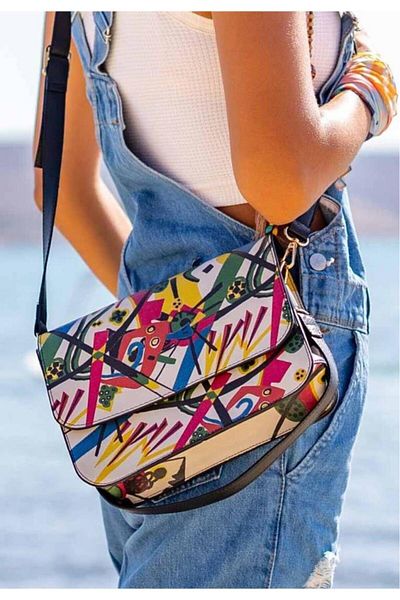 Dogo Women's Vegan Leather Multicolored Handbag - Beauty In Chaos Design