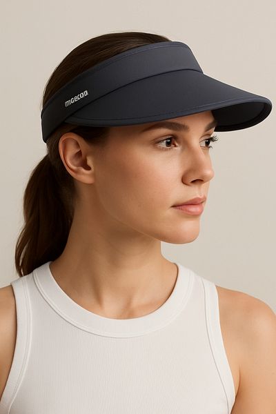 CosmoOutlet Women's Wide Visor Adjustable Sun Visor Model Smoked Hat