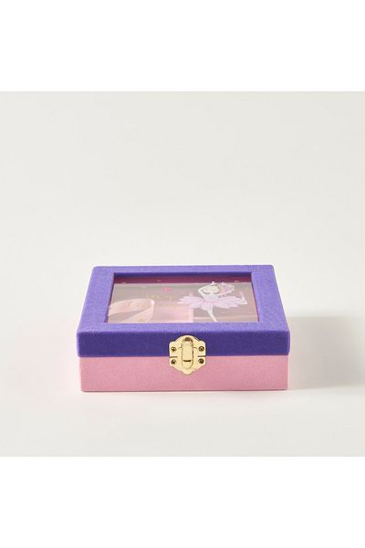Lifestyle Ballerina Print 3-Compartment Jewellery Box - 15x15x5 cms