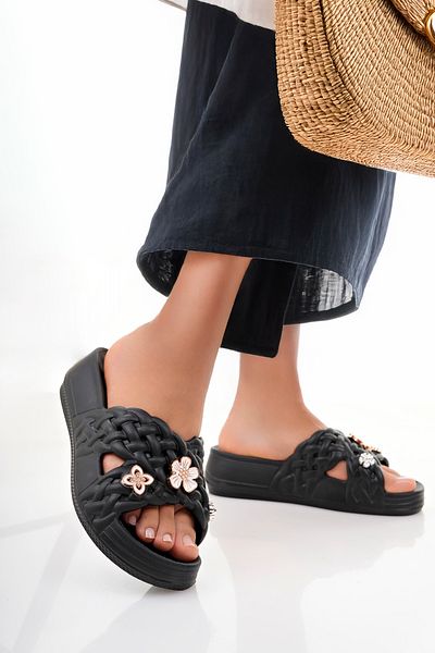 RoseVeno Women's High Scale Cross Luxury Daily Pool Beach Sea Slippers