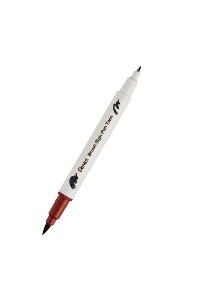 Pentel Brush Sing Pen Twin Double Sided Brush Tip Pen Brown