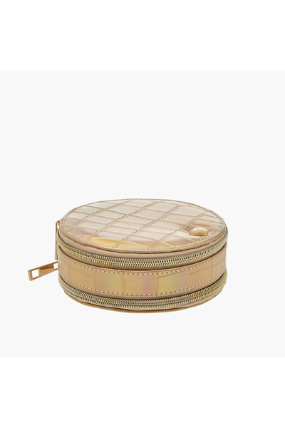 Lifestyle Textured Jewellery Organiser with Zip Closure - 11x6x11 cms