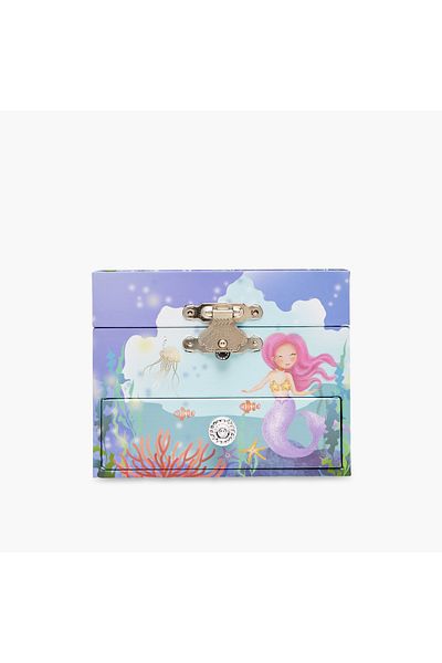 Lifestyle Mermaid Print Musical Jewellery Box with Drawer - 11x11x9 cms