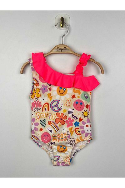 Elayza Copy - Asorti̇ Patterned Printed Girl's Swimsuit