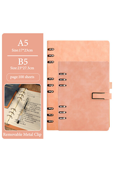 choice2 A5 Pink A5/B5 Loose-Leaf Notebook,Simple Business Soft Leather Cover,...