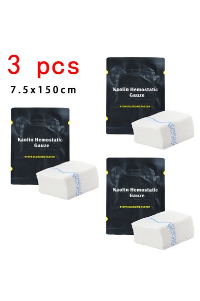 Choice 3pcs7.5x150cm Hemostatic Kaolin Gauze Combat Emergency Trauma Z-Fold Soluble For Ifak Tactical First