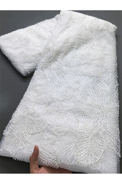 Choice 2.5yard 40341 African French Tulle Mesh Beaded Lace Fabric High Quality 2025 Nigerian Mesh Lace Luxu