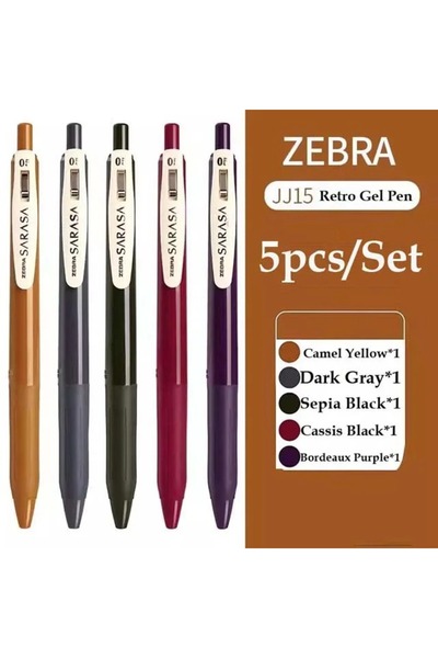 Choice مجموعة من 5 قطع، قلم جل ملون من زيبرا ريترو JJ15، أقلام دفع ملونة من ساراسا 0.5 مم للكتابة، 10 ألوان كاواي