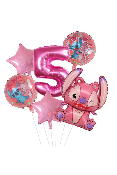Choice كما في الصورة، مجموعة من 6 بالونات حفلات ديزني ليلو وستيتش، مقاس 30 بو...