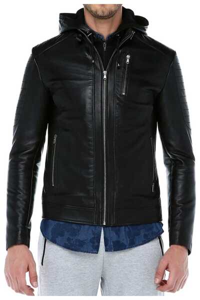shop Genuine Leather Sports Hooded Lambskin Men's Coat
