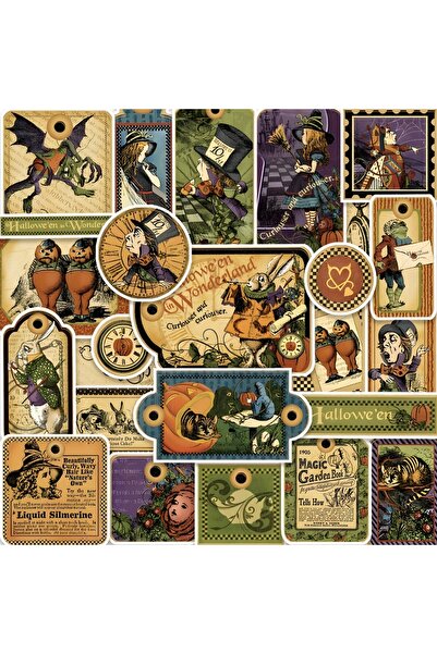 Choice 54 قطعة من ملصقات "أليس في بلاد العجائب" ملصقات عتيقة لزجاجة المياه وا...