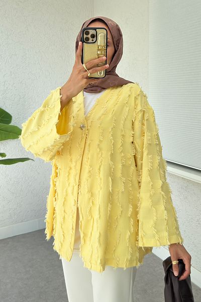 Salih Çelebi Square Tassel Kimono 2376 - Yellow