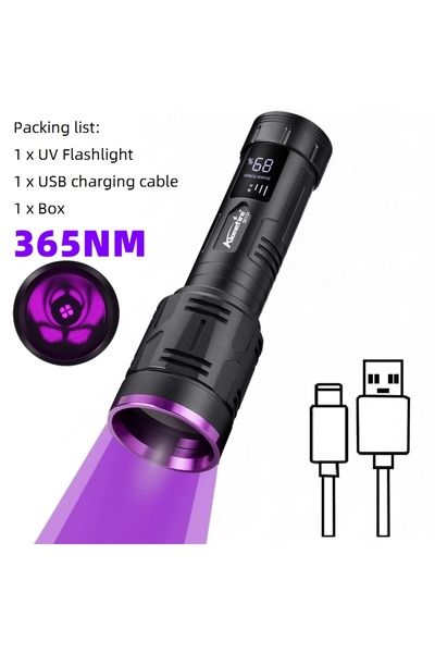 Choice SV131-USB High Power 365nm UV Flashlight LCD display Rechargeable Black light Torch Pet urine Stain