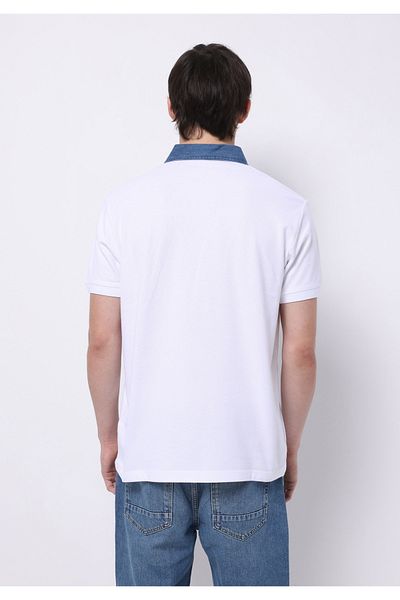 Colin's Regular Fit Polo Neck Plain Pocketless Men's White Short Sleeve T-Shirt