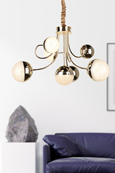 Begüsa Larin Ledli 7 .Li Avize Gold Kaplama